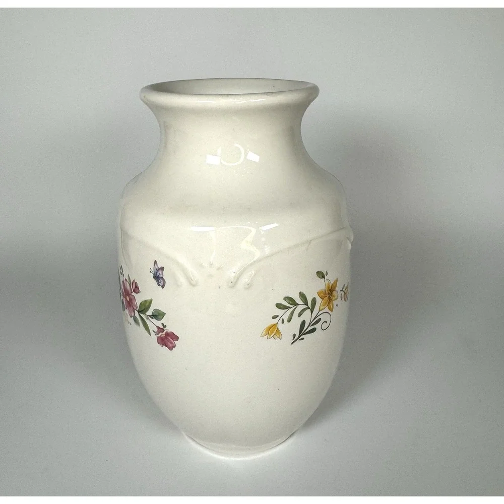 Pfaltzgraff Meadow Lane Floral Vase Vintage 90s Grandmacore‎ Kitschy Stoneware